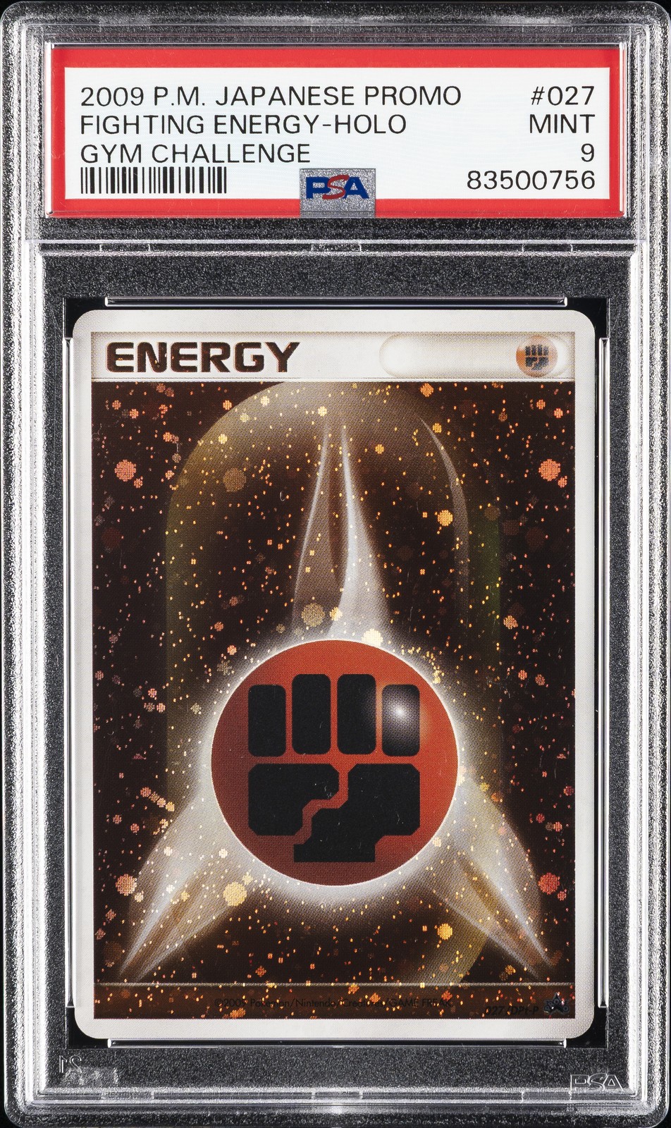 2009 POKEMON JPN PROMO GYM CHALLENGE #027 FIGHTING ENERGY-HOLO PSA 9