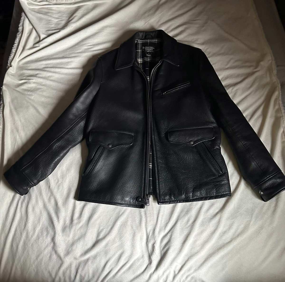 Schott Perfecto 464 Bison Leather Jacket Size LARGE