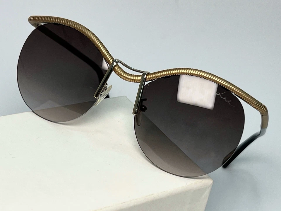 Nuevas Gafas de Sol Lanvin Originales SLN 050 Metal Dorado Redondas 55-140 Italia Foto 2 de 4