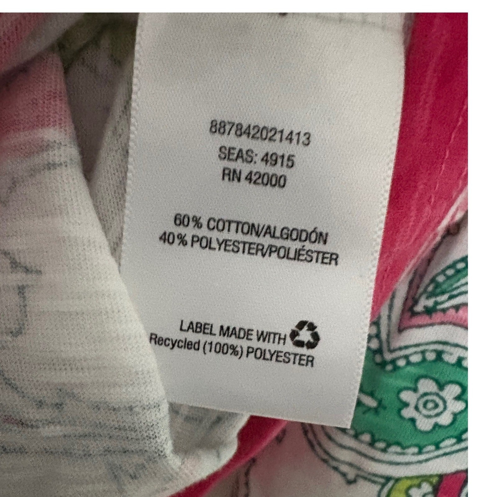 Basic Editions Green Pink Geometric Patterned V-N… - image 4