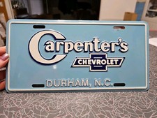 Vtg Carpenters Chevrolet Dealership Booster Plate Tag License Durham N.c. Nc Vtg Carpenters Chevrolet Dealership Booster Plate Tag License Durham N.c. Nc