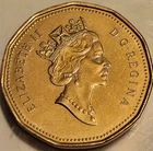 1990 Canada Loonie $1 One Dollar Coin! Au Or Better Condition Beautiful Coin!