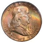 1963-D Franklin Silver Half Dollar PCGS MS-65 End Roll Album Toned Toning