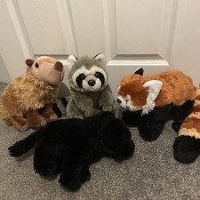 Wild Republic Raccoon Red Panda Black Panther Capybara Soft Plush Toy bundle 
