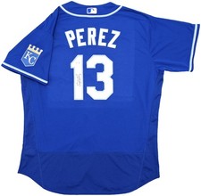 Royals Salvador Perez Auto Blue Nike Authentic Collection Jersey Size 52 Beckett