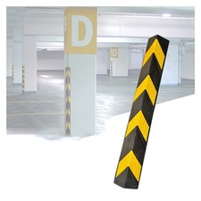 Reflective Rubber Wall Corner Guard 2pcs Black Yellow Parking Protection