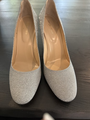 Sergio Rossi Silver Glitter Block Heel Pumps Size 41 US 11 Made in Italy PERFECT - Picture 2 of 9