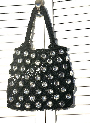 ZARA Handtasche schwarz gehäkelt Schmuck Abend Party Hochzeit