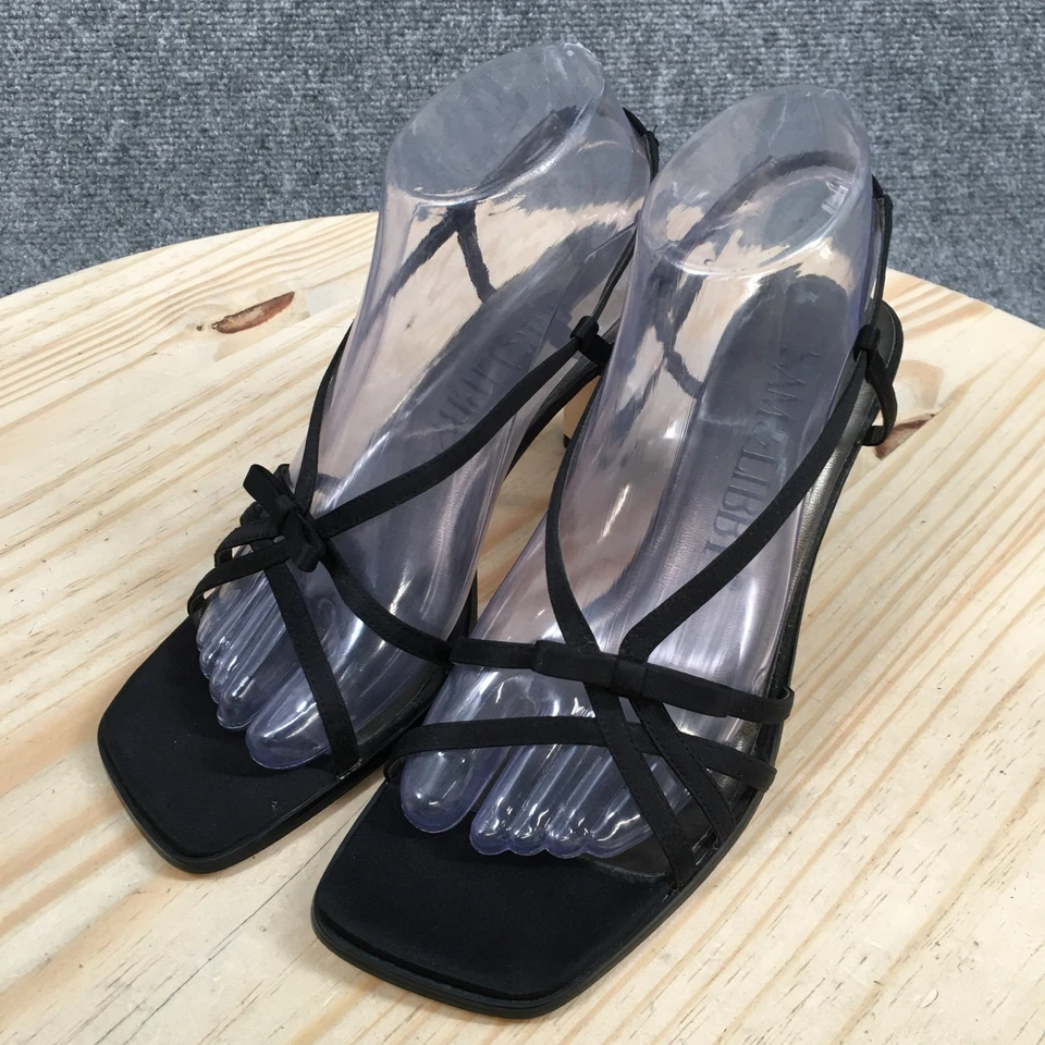 Sandalias Sam & Libby para mujer 8 M Lucinda con cordones negras punta abierta tacones de gatito Foto 3 de 4