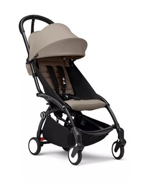 BABYZEN YOYO Lightweight Stroller Beige/Black Hood Canopy Five-Point Harness