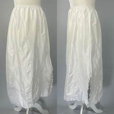 Vintage Lorraine Half Slip Size Small White Silky Shiny Long Maxi Side Slit 70s