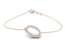 18K Rose Gold Lab Grown Diamond Alphabet Bracelet 0.12ct Round F-G VS-SI