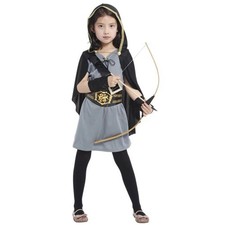 Child Hooded Archer Huntress Costume for Girls 3-8Y Halloween Party Dress Up