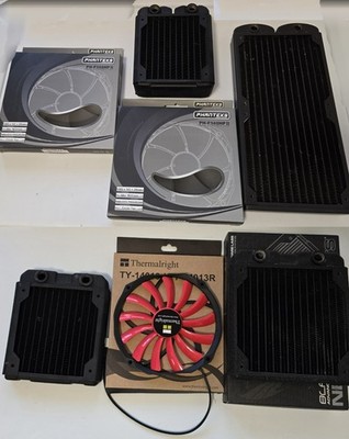 4 Radiators, 3 fans, PC Water cooling, HWLabs, Swiftech, Thermaltake, Phanteks