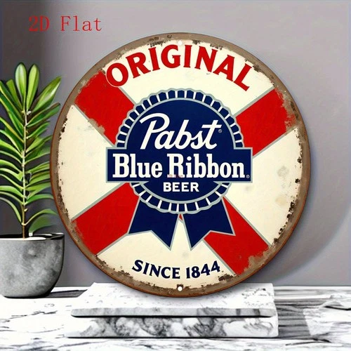Vintage Tin Metal Sign Pabst Blue Ribbon Beer Classic Red White 8x8