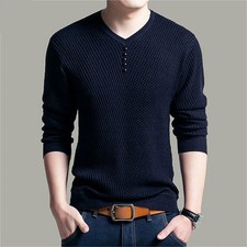 Spring Autumn Sweaters Pullover Men V Neck Men Sweater Casual Long Sleeve Brand