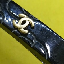 Authentic Chanel camellia Coco Mark Slim Barrette Black