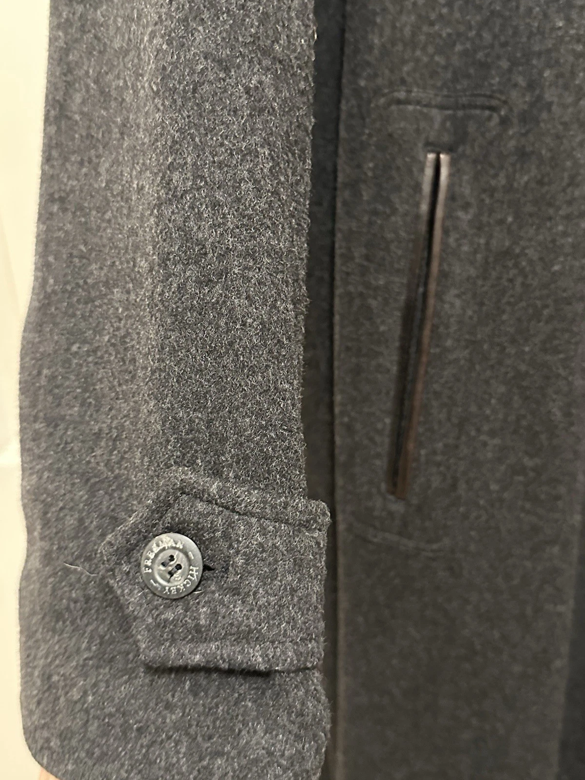 Hickey Freeman Charcoal Gray Wool Overcoat Size 42 image 5