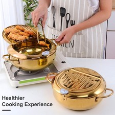 Oil Temperature Control Fryer Fryer Pot with Lid Frying Pan for Kitchen