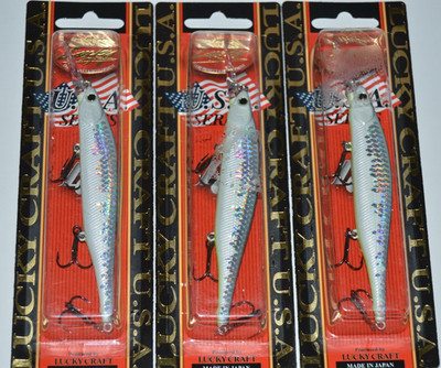3 lures lucky craft lightning pointer 110dd 4.5'' suspend jerkbait gun metal shad