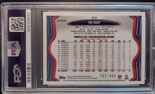 2013 Topps TOM BRADY Sweet Camo Refractor White Jersey /499 PSA 9 GOAT ššš¤Æā
- Picture 2 of 9