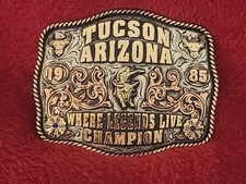 Championship Bull Riding Trophy Belt Buckle  Tucson Arizona  1985  926