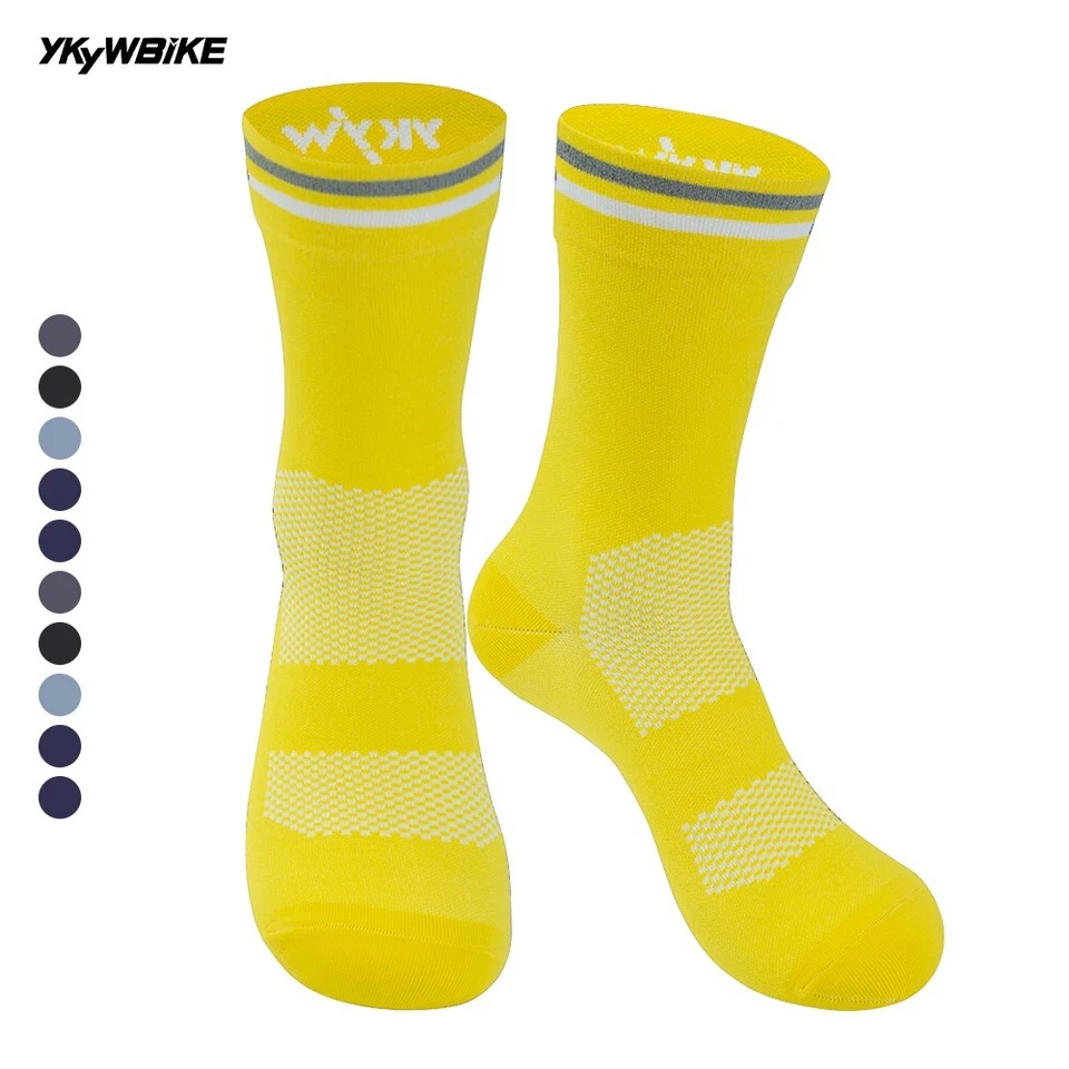 Calcetines de ciclismo para correr al aire libre altos elásticos reflectantes deportivos calcetines unisex Foto 4 de 4