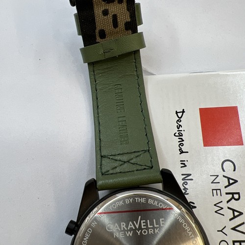 Caravelle New York Men's Black Ion-Plated Stainless Steel Watch with Camo 45B123 - Picture 9 of 9