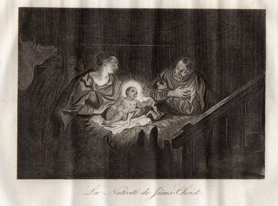 Gravure Ancienne Encadrée - La Nativité - Grand Format (90x37cm) - XIXème Siècle - Décoration Religieuse