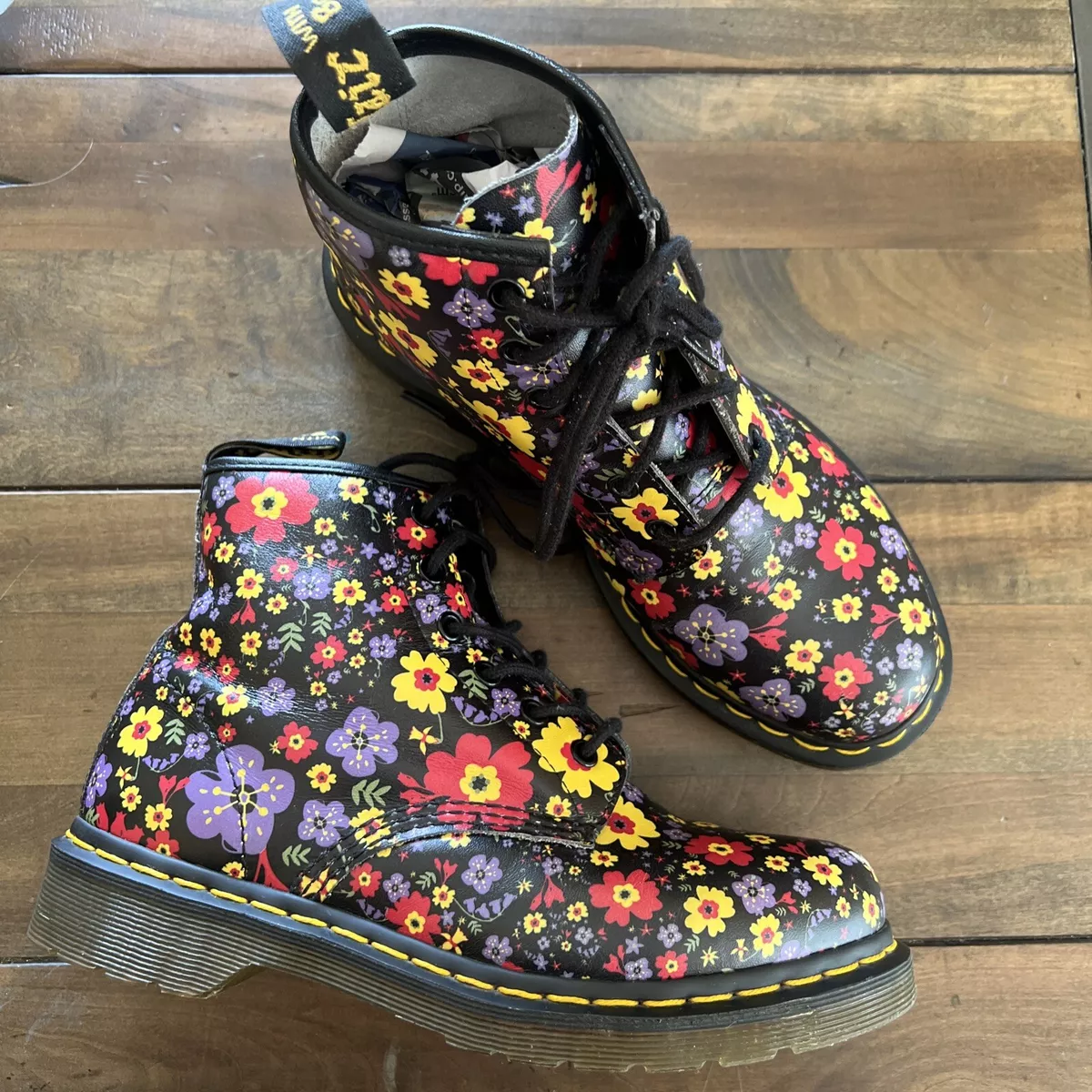 Dr Martens Floral Boots 1460 Flower Wanderlust Black 8 UK 6 | eBay