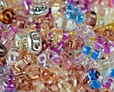 Twin 2 Hole Czech Glass Seed Beads " MIXTURE COLOR 66 " 50 Grams Loose