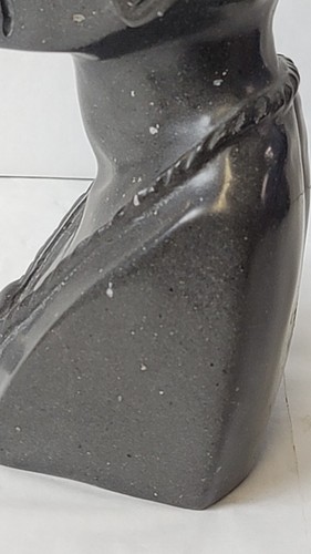 Vtg African Soapstone Carving Warrior Bust Signed BF 8.5" - Picture 6 of 11