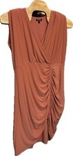Express Women Pink Sleeveless Surplice Neck Ruched Pullover Dress Size XL