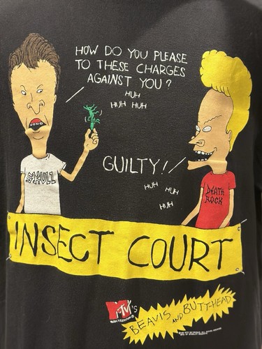 Beavis and Butthead Vintage 1993 Insect Court Black Graphic T Shirt XL - Picture 3 of 6