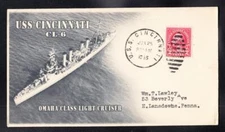 Cruiser USS CINCINNATI CL-6 1935 KSC Naval Cover B4490