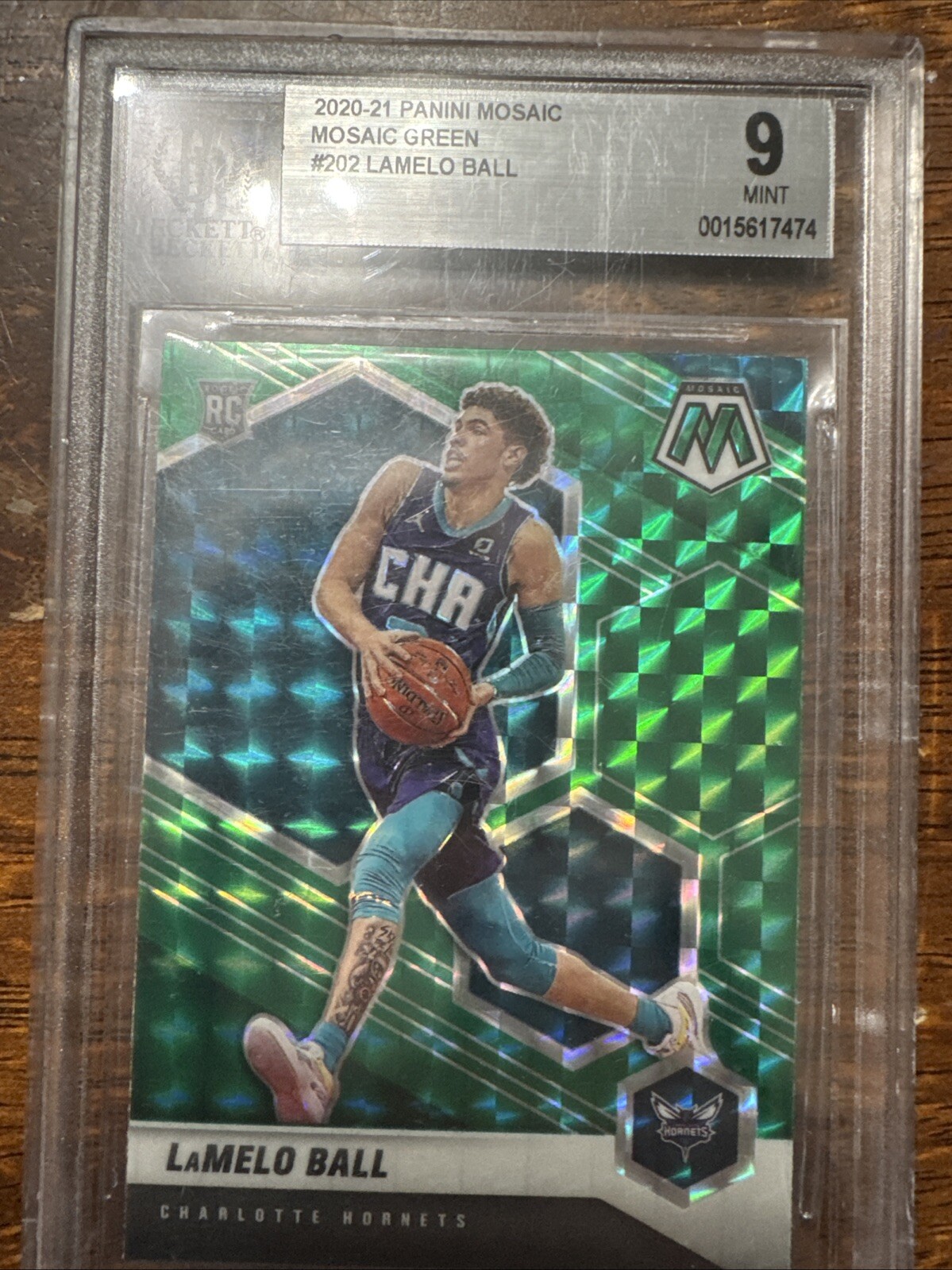 2020-2021 Panini Mosaic Mosaic Green #202 LaMelo Ball Rookie Card Graded BGS 9
