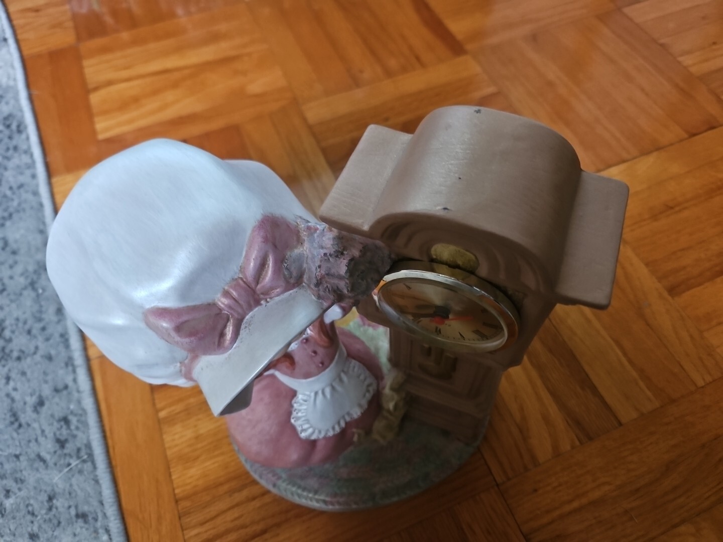 Byron Molds 1974 Girl Ceramic Grandfather West Germany Clock Hand Painted Works!