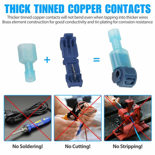 240PCS Insulated T-Tap 22-10 AWG Quick Splice Wire Terminal Combo Connectors Kit - Picture 4 of 15