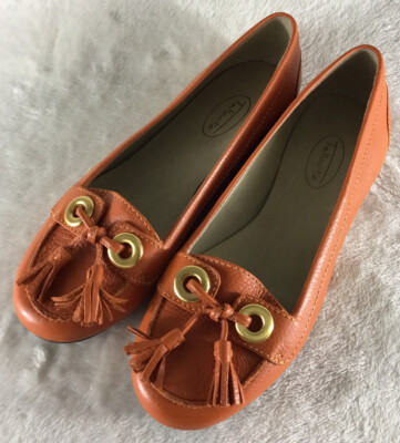 Talbots Shoes Women’s B Orange Leather Tassel Loafers Casual Slip On  Brazil