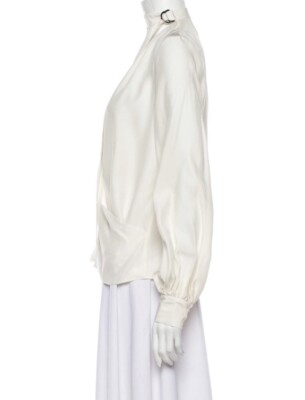 Haut En Soie Alexis Lina - Top Croisé Col Choker, Couleur Crème Ivoire, Taille S, Neuf Avec étiquettes
