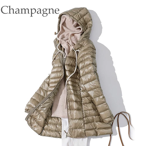 Winter Packable Ultralight Long Down Hooded Women Jacket Puffer Parka Coats - Picture 11 of 36