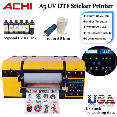 A3 UV DTF Sticker Printer XP600 Head Varnish Transfer Dustproof Sticker US