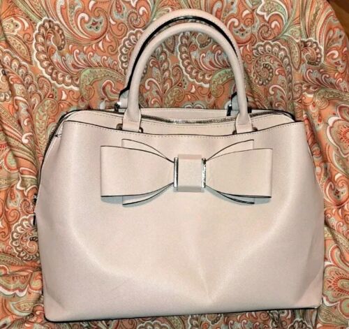 Classic Betsey Johnson Bow Bag /Tote - Beige Big Bow Pink