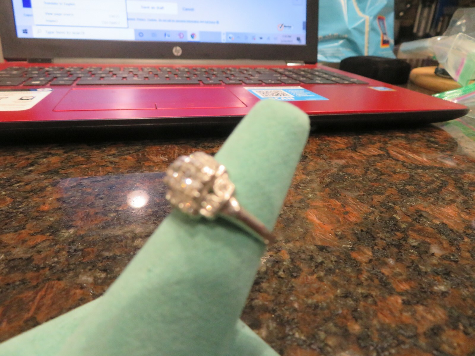 Stunning  Solid Platinum Gold Diamond Ring Size 6… - image 5