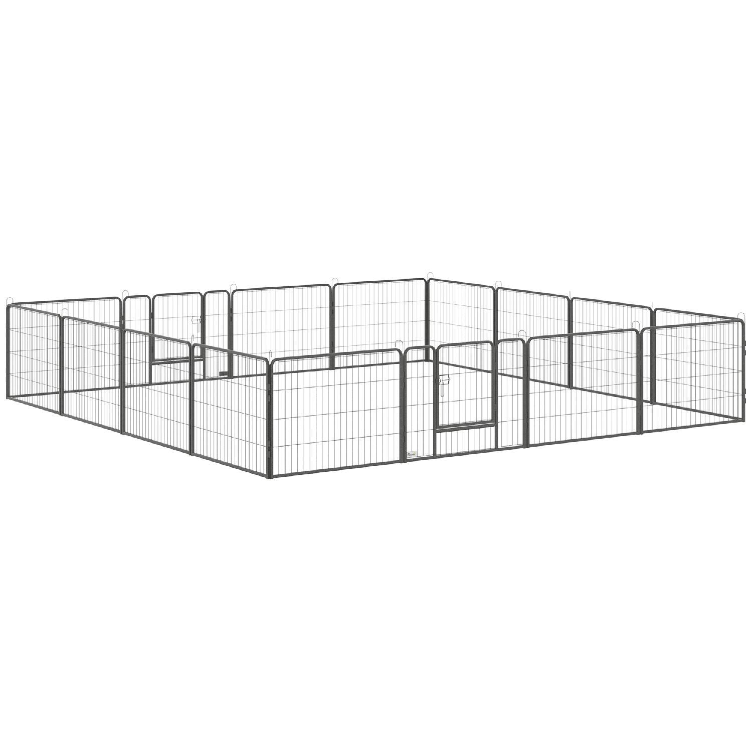 Box Cani Componibile AllMyPets 16 Pannelli Metallo Nero per Cuccioli