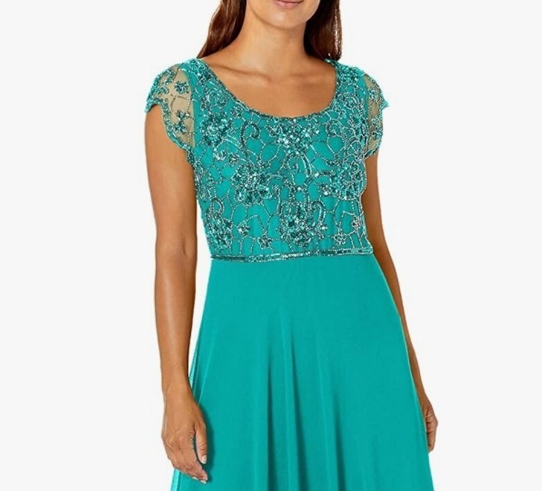 J Kara Womens Petite Long Dress with Flutter Sleeve Special