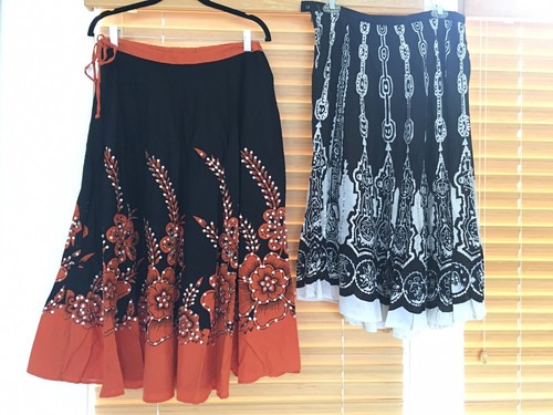 Lot 2 GADZOOKS Women's Size S Small Multicolor Silver Sequin Floral Long Skirts - Picture 9 of 12