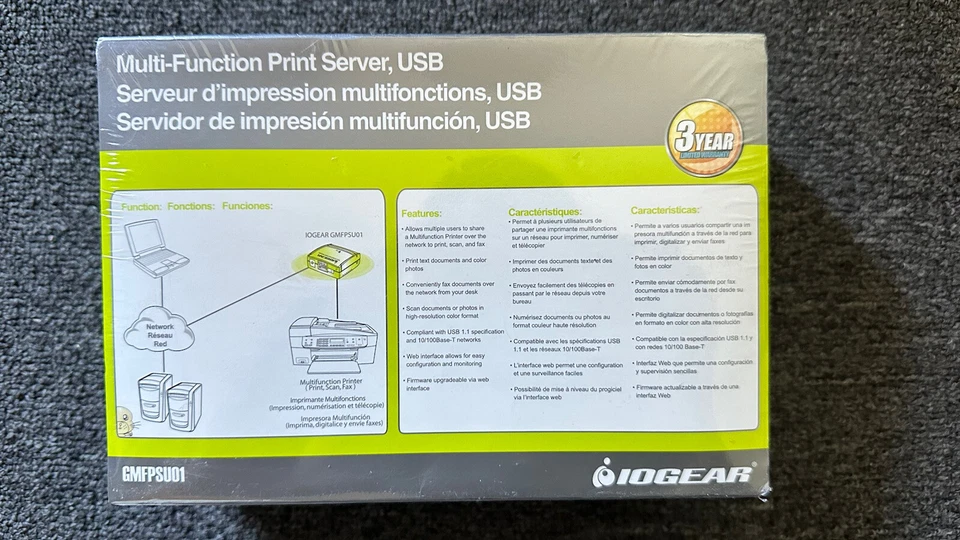 IOGEAR GMFPSU01 Multi-Function Print Server New Sealed!!! - Image 2 of 4