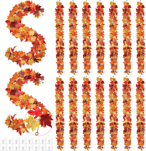 16 Pieces Fall Leaves Maple Garland 5.8Ft/Pc Fall Decor Artificial Foliage Garla
