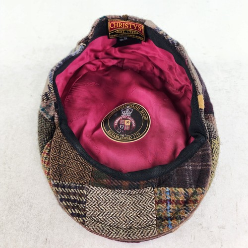 Christys London Newsboy Patchwork Cap Size L Wool Cashmere Driving Cap Hats - Picture 7 of 9